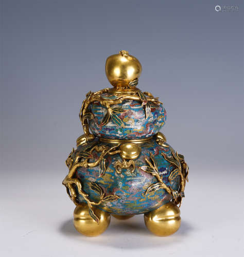 A CHINESE ENAMEL DOUBLE GOURD VIEWS VASE