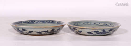 A PAIR OF CHINESE BLUE AND WHITE PORCELAIN PLATES