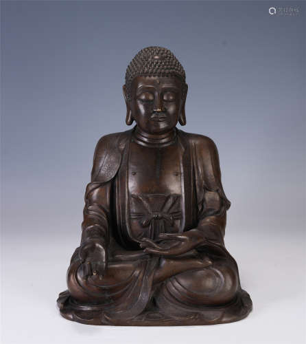 A CHINESE BRONZE FIGURE OF BUDDHA SEATED STATUE