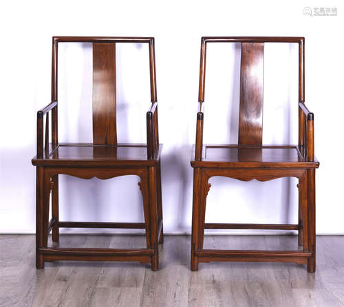 A PAIR OF CHINESE HARDWOOD CHAIRS