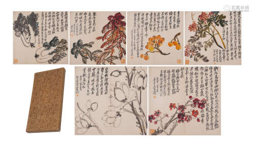 A CHINESE ALBUM OF PAINTINGS VEGETABLES AND FRUITS
