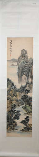 A CHINESE PAINTING OF MOUNTAINS LANDSCAPE