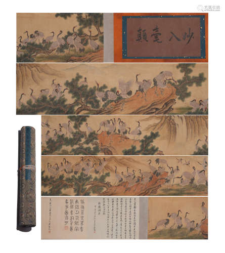 A CHINESE PAINTING OF HUNDRED CRANES