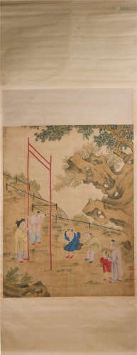 A CHINESE PAINTING OF FIGURE STORY