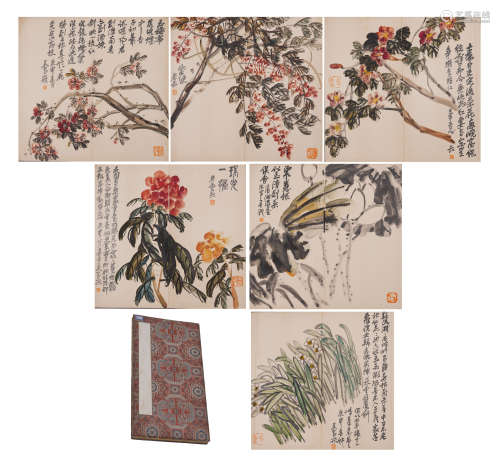 A CHINESE ALBUM OF PAINTINGS FLOWERS