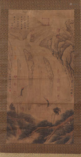 A CHINESE PAINTING OF CRANES