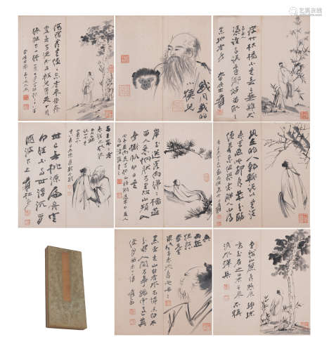 A CHINESE ALBUM OF PAINTINGS FIGURE STORY