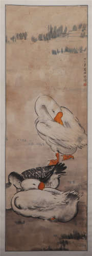 A CHINESE PAINTING OF GEESE