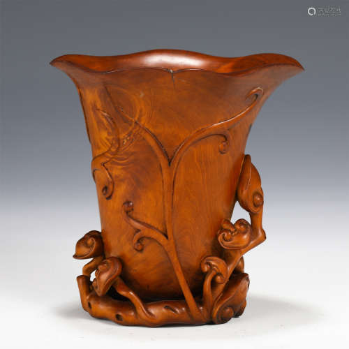 A CHINESE BOXWOOD CUP