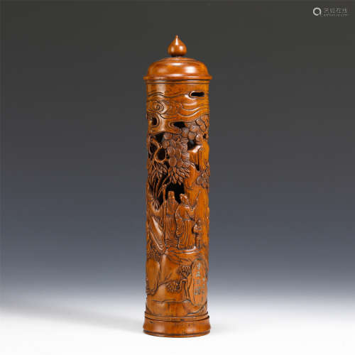 A CHINESE CARVED BOXWOOD INCENSE CAGES
