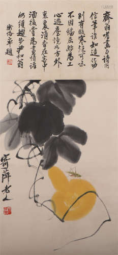 A CHINESE PAINTING OF INSECT AND GOURD