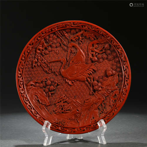 A CHINESE TIXI LACQUER PLATE