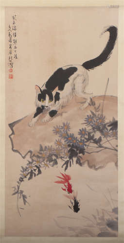 A CHINESE PAINTING OF CAT