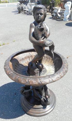 Bronze Fountain With Boy Holding Fish