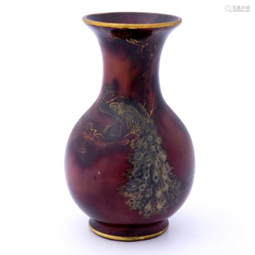 Bernard Moore, a flambe peacock vase, ba