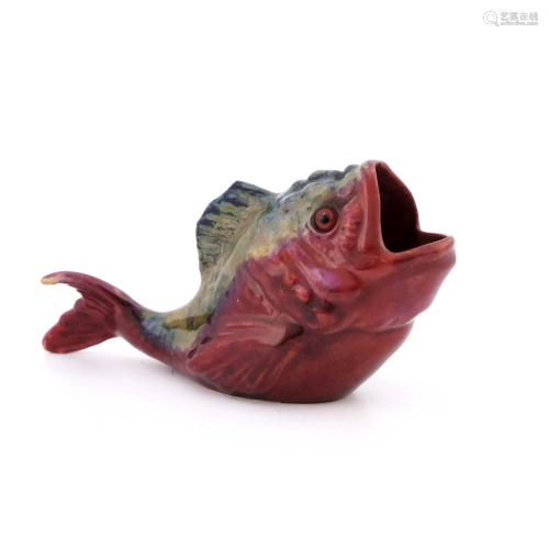 Bernard Moore, a flambe figural fish vas