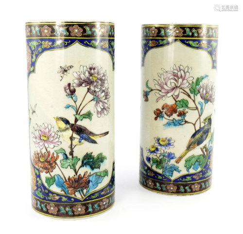 Theodore Deck, a pair of Japanesque vase