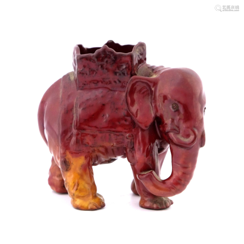 Bernard Moore, a flambe figural elephant