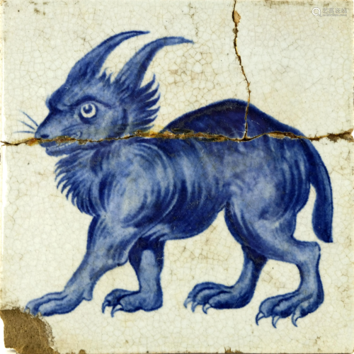 William De Morgan, a blue and white Lynx