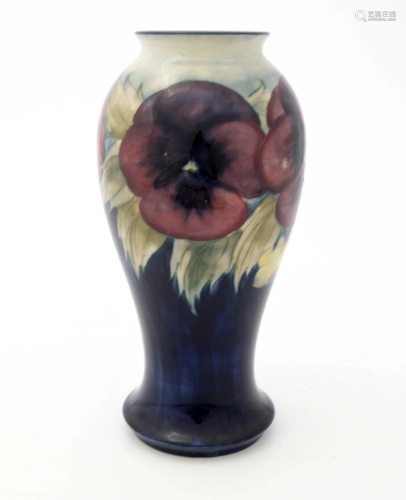 William Moorcroft, a Pansy vase, circa 1