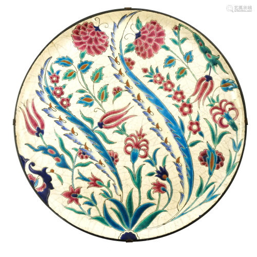 Longwy, an art pottery cloisonne charger