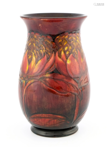 William Moorcroft, a Flambe Waratah vase