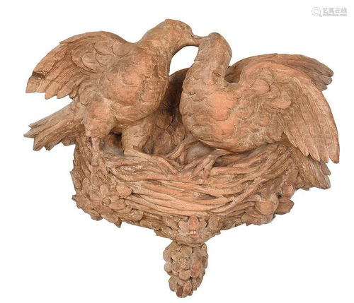 Carved Wood Love Bird Wall Sculpture