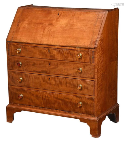 American Queen Anne Tiger Maple Slant Front Desk