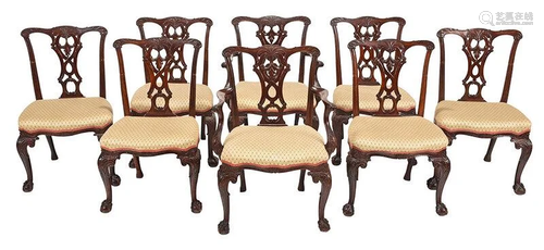 Set of Eight Chippendale Style Dining Chairs