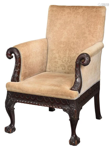 George II Style Carved Mahogany Armchair