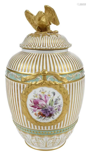 K.P.M. Gilt and Hand Painted Lidded Porcelain Jar