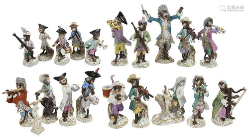 Meissen and Meissen Style 19 Piece Monkey Band