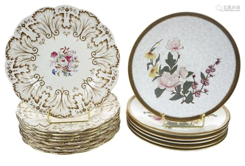 15 British Porcelain Dessert Plates