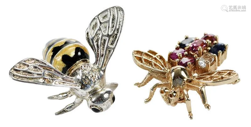 Two Bee Brooches