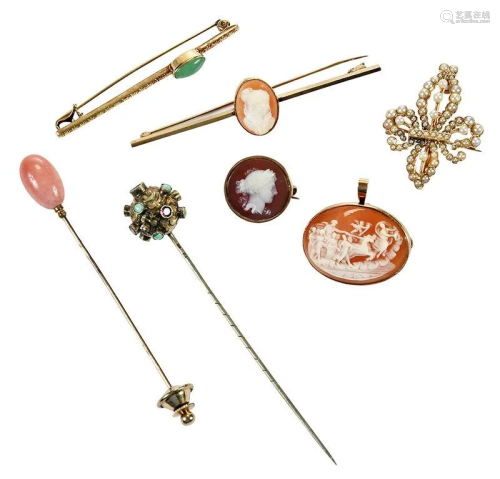 Seven Assorted Antique Brooches