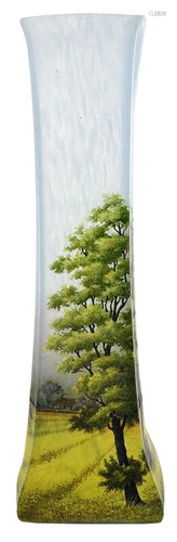 Daum Nancy Cameo Glass Landscape Vase