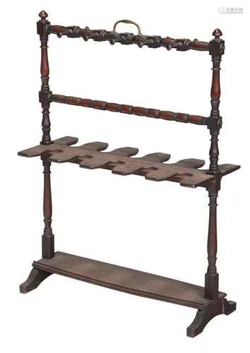 Mahogany and Brass Mounted Gun Rack