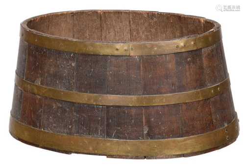 Barrel Form Brass Bound Firewood Bucket