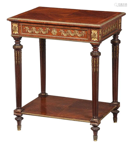 Louis XVI Style Parquetry Veneered Side Table