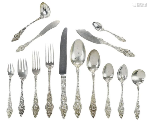 Les Six Fleurs Sterling Flatware, 213 Pieces