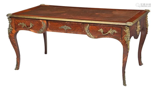 Louis XV Style Kingwood Veneered Bureau Plat