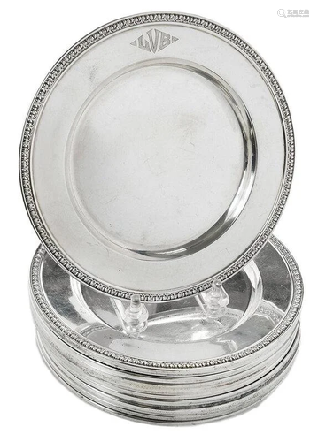 Fourteen Sterling Bread and Butter Plates