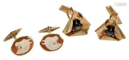 Two Pairs Gold Cufflinks