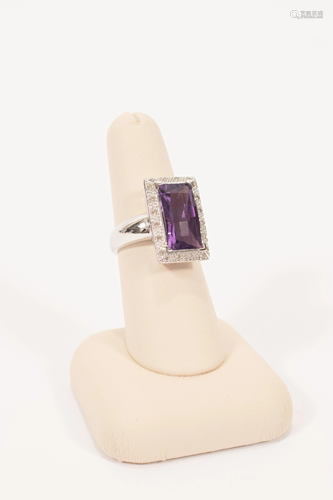 3 CARAT AMETHYST & .16CTTW ACCENT DIAMONDS, 14…