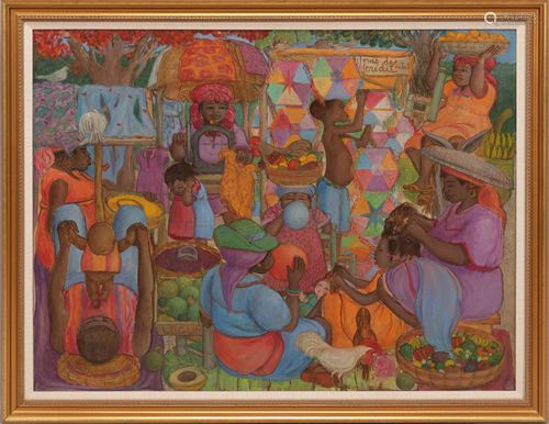 ALIX ROY, HAITI, OIL ON CANVAS, C 1960, H 34