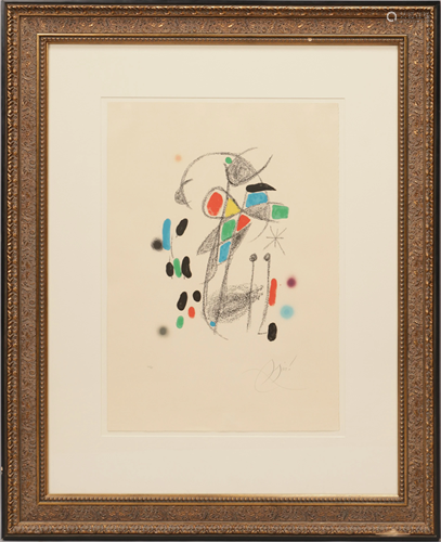 JOAN MIRO (SPAIN, 1893-1983) COLOR LITHOGRAPH ON W…