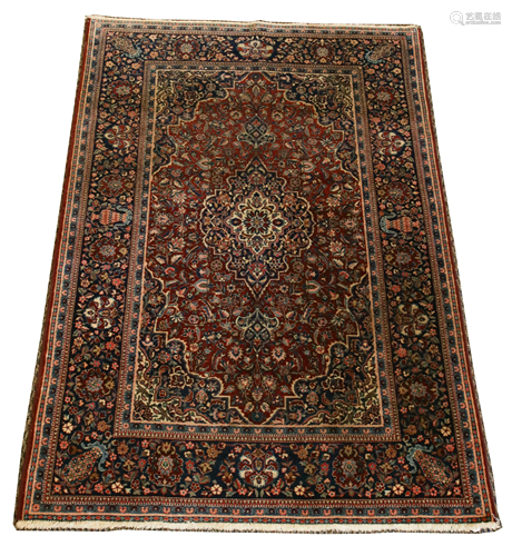 KESHAN PERSIAN ORIENTAL RUG C 1930 W 4'3