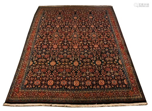 FINE PERSIAN BIJAR WOOL CARPET, C. 1990, W 7' 9