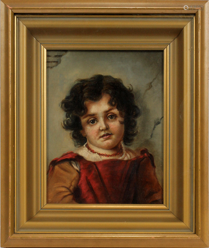 ITALIAN SCHOOL PORTRAIT ON ARTIST BOARD, H 9 1/2