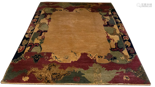 FINE TIBET WOOL CARPET, C. 2000, W 8' 9